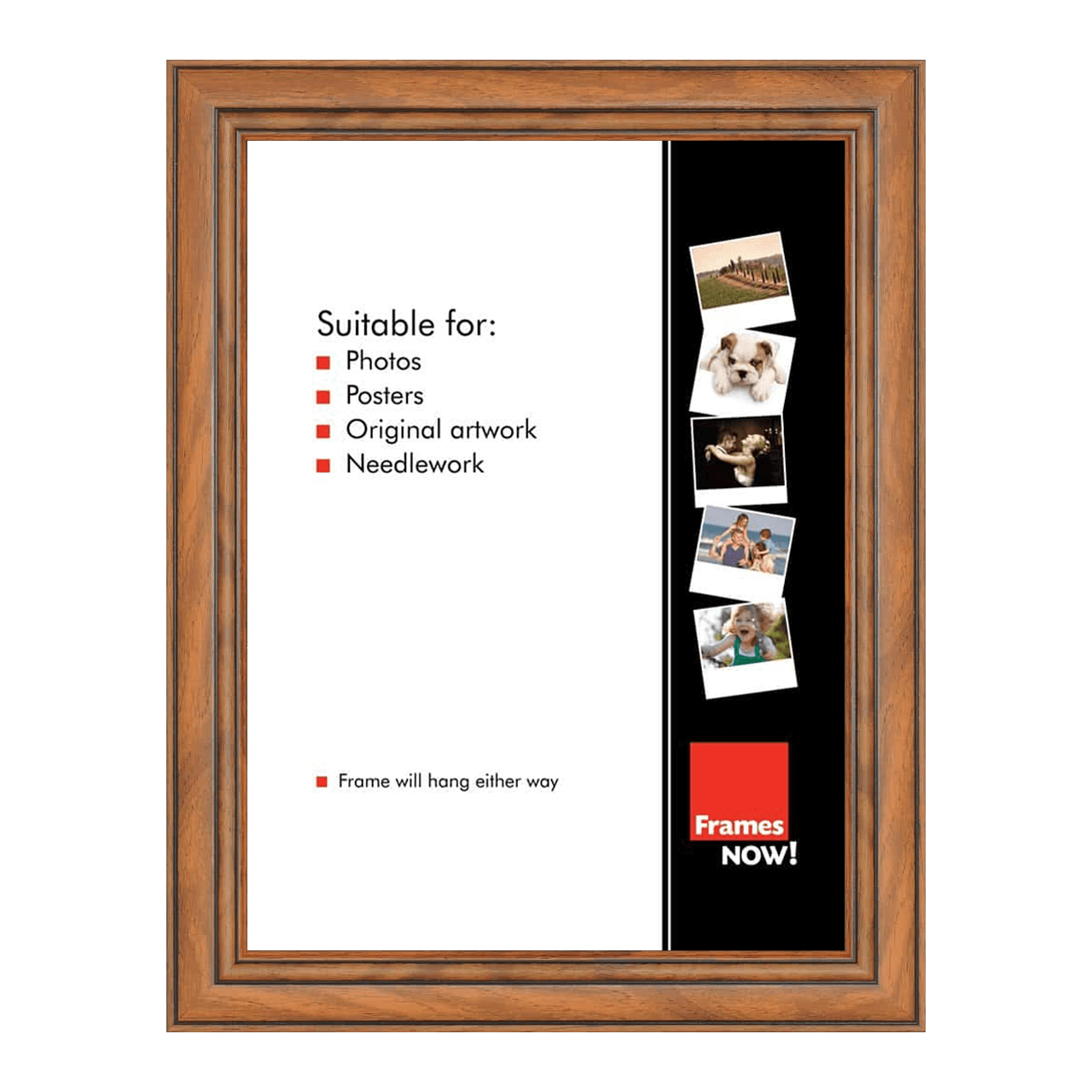 Premium Traditional Walnut Square Picture Frame for 12.7 x 12.7cm Artwork